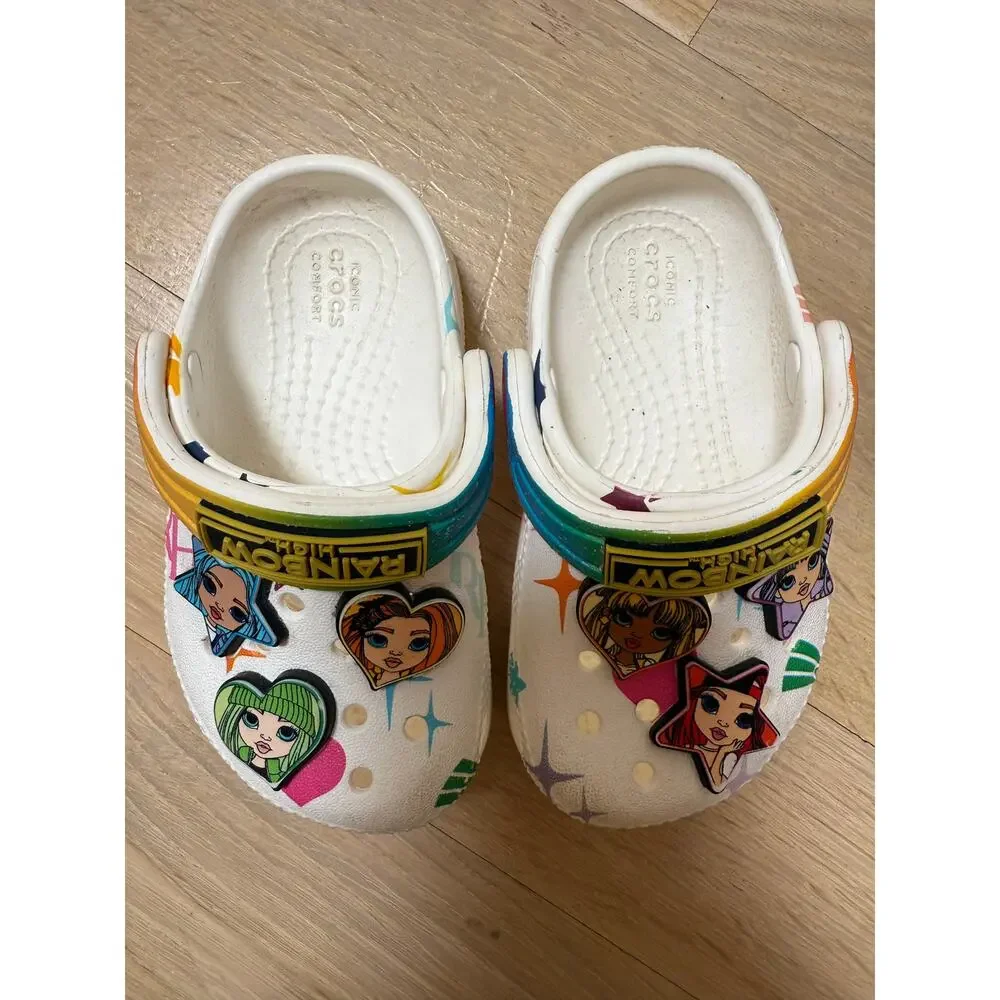 Crocs Rainbow High SZ C5 White Printed Jibbits Girls